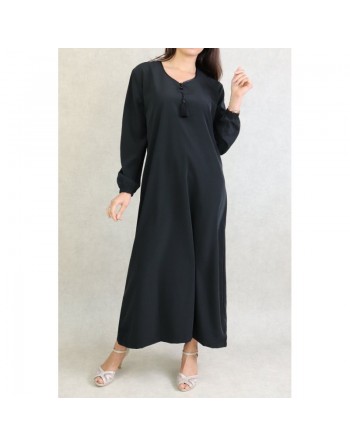 Robe Orientale simple manches longues - Couleur Noir 
