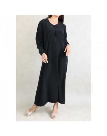 Robe Orientale simple manches longues - Couleur Noir 