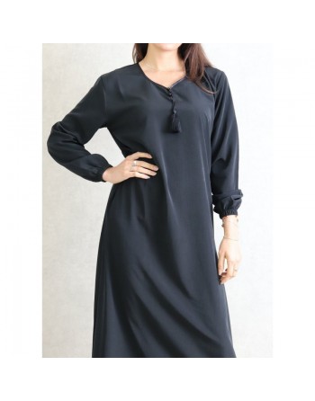Robe Orientale simple manches longues - Couleur Noir 