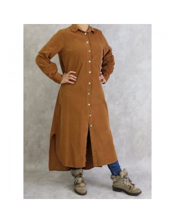 Robe-chemise Velours côtelé de couleur unie (Plusieurs couleurs disponibles) 
