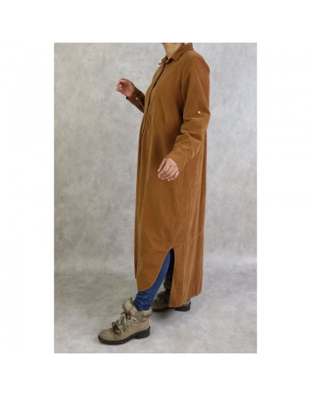Robe-chemise Velours côtelé de couleur unie (Plusieurs couleurs disponibles) 