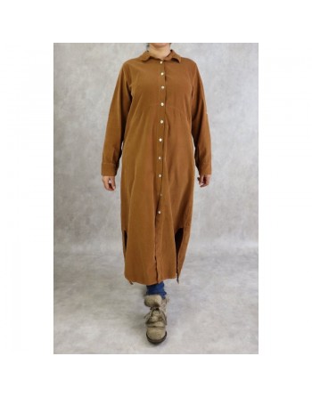 Robe-chemise Velours côtelé de couleur unie (Plusieurs couleurs disponibles) 