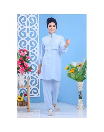 Ensemble 2 pièces tunique + pantalon - Tenue de sport pour femme - Couleur bleu ciel 