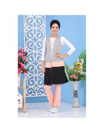 Ensemble 3 pièces sportswear de couleur blanc, rose, gris et noir - Survêtement pour femme 