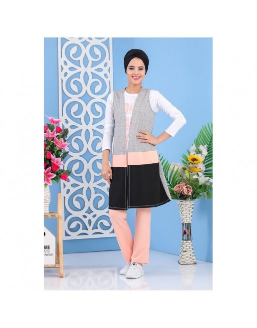 Ensemble 3 pièces sportswear de couleur blanc, rose, gris et noir - Survêtement pour femme Ensemble 3 pièces sportswear de couleur blanc, rose, gris et noir - Survêtement pour femme