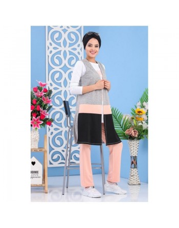 Ensemble 3 pièces sportswear de couleur blanc, rose, gris et noir - Survêtement pour femme 