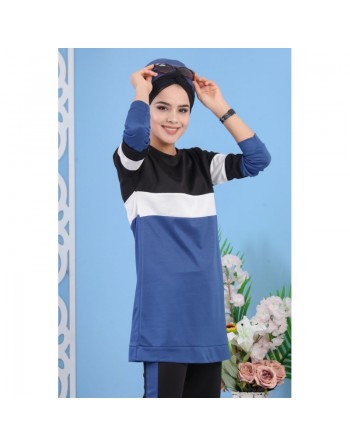 Ensemble survêtement 2 pièces de couleur bleu acier (Vêtement turque pour femme, en ligne) 