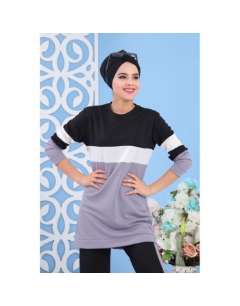Ensemble survêtement décontracté 2 pièces (haut et bas) de couleur grise (Vetement de Turquie pour femme) 