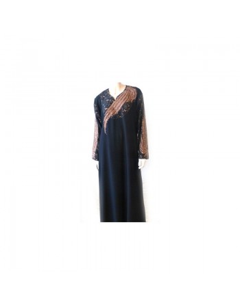 Abaya noire "Dubai" tissu de qualité avec foulard assorti 