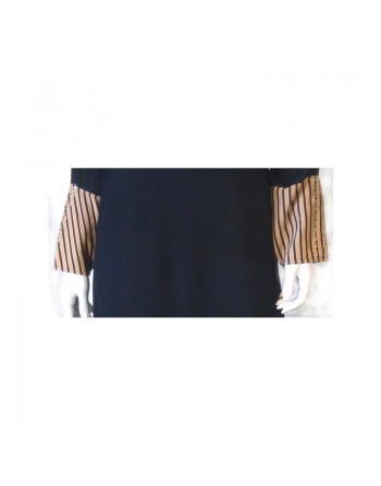 Abaya noire et caramel avec foulard assorti 