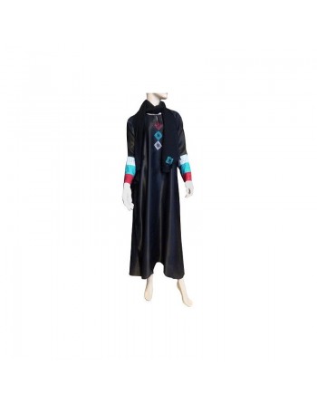 Abaya noire "Dubai" avec foulard tissu satiné décoré de bandes colorées 