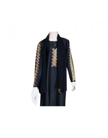 Abaya noire "Dubai" tissu satiné avec strass 