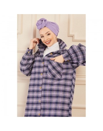Surchemise oversize à carreaux lilas pour femme 
