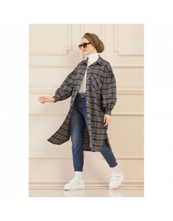 Surchemise oversize (Chemise ample) à carreaux kaki 