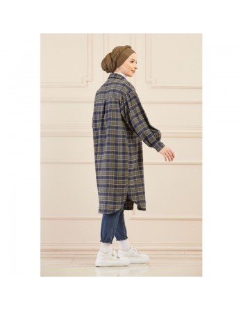 Surchemise oversize (Chemise ample) à carreaux kaki 