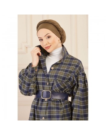 Surchemise oversize (Chemise ample) à carreaux kaki 