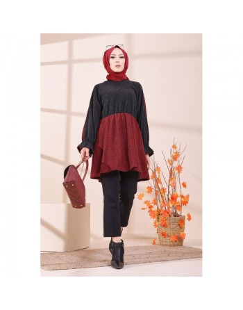 Tunique bicolore (Tenue pour femme voilée) - Couleur noir et bordeaux 