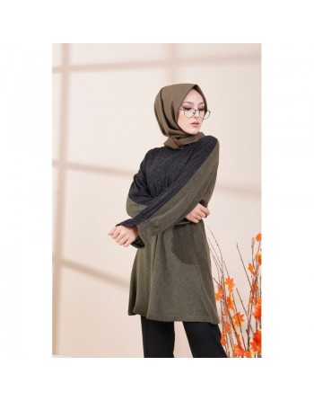 Tunique bicolore (Vetement pour femme voilée) - Couleur noir et kaki 