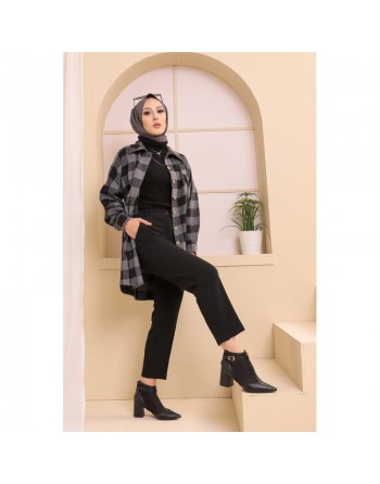 Chemise à careaux (Tunique pour femme) - Couleur gris 