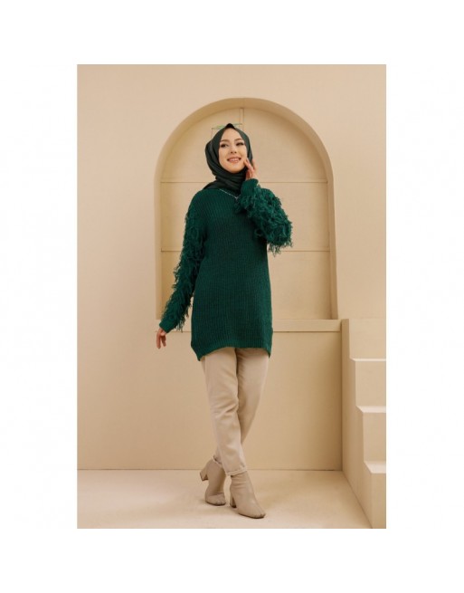 Chandail - Tricot long pour femme - Couleur vert émeraude Chandail - Tricot long pour femme - Couleur vert émeraude