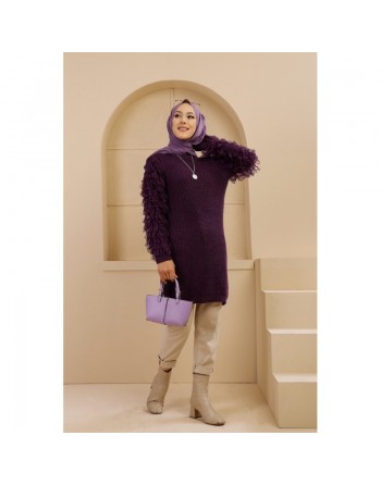 Chandail - Pull Tricot long pour femme - Couleur violet 