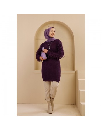 Chandail - Pull Tricot long pour femme - Couleur violet 