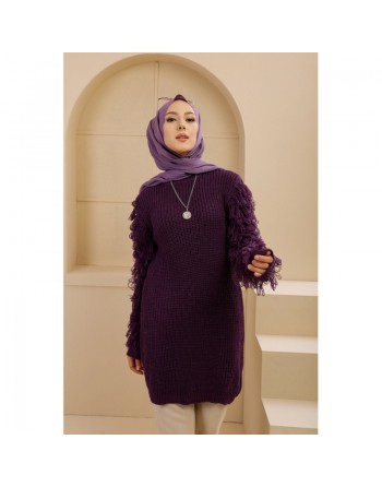 Chandail - Pull Tricot long pour femme - Couleur violet 