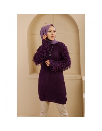 Chandail - Pull Tricot long pour femme - Couleur violet 