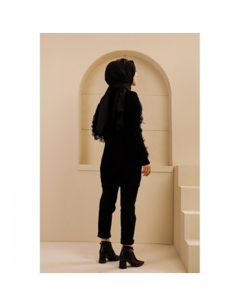 Chandail - Tricot - Pull long pour femme - Couleur noir 