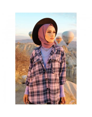 Chemise à carreaux (Boutique en ligne vêtement turque pour femme) - Couleur lilas 