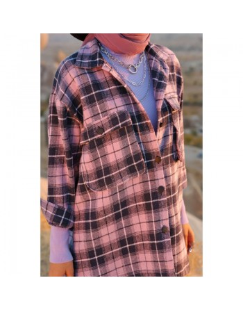 Chemise à carreaux (Boutique en ligne vêtement turque pour femme) - Couleur lilas 