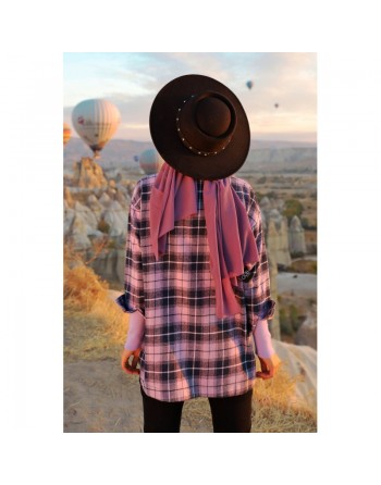 Chemise à carreaux (Boutique en ligne vêtement turque pour femme) - Couleur lilas 