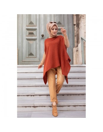Poncho pour femme (Cape pour hijab) - Couleur brique 