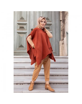 Poncho pour femme (Cape pour hijab) - Couleur brique 