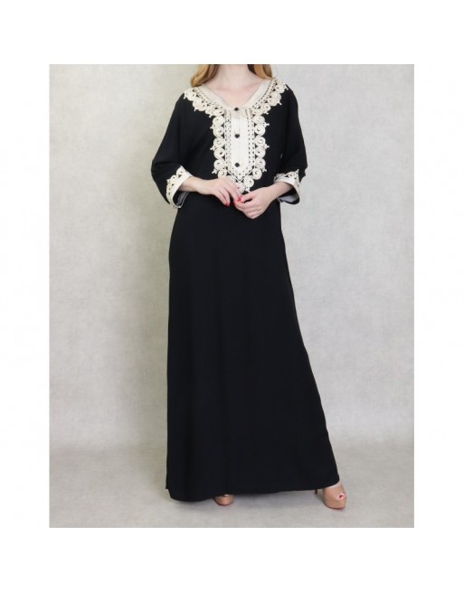Robe Algérienne brodée pour femme - Couleur Noir Robe Algérienne brodée pour femme - Couleur Noir