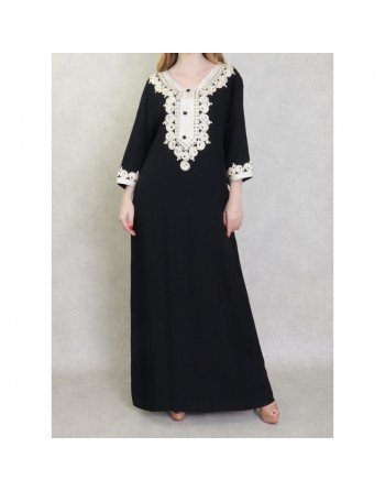 Robe Algérienne brodée pour femme - Couleur Noir 