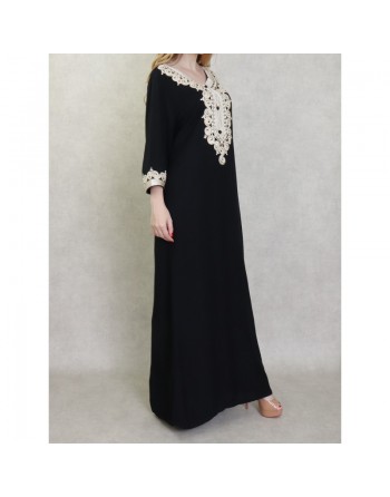 Robe Algérienne brodée pour femme - Couleur Noir 