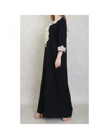 Robe Algérienne brodée pour femme - Couleur Noir 