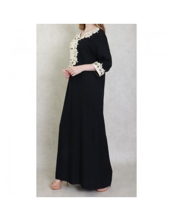 Robe Algérienne brodée pour femme - Couleur Noir 