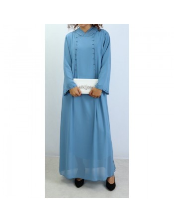 Robes longues et amples fluides à capuche ornées de perles pour femmes (Plusieurs couleurs disponibles) 