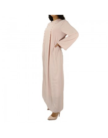 Robe longue ample et fluide à capuche ornée de perles pour femme - Couleur Rose pâle 