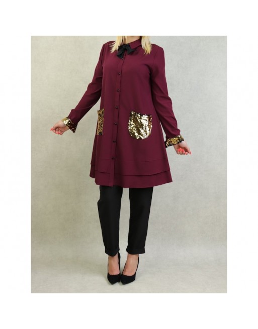 Tunique de soirée avec poches à paillettes pour femme (Plusieurs couleurs disponibles) Tunique de soirée avec poches à paillettes pour femme (Plusieurs couleurs disponibles)