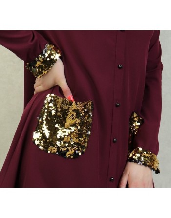 Tunique de soirée avec poches à paillettes pour femme (Plusieurs couleurs disponibles) 