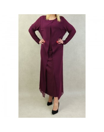 Robe de soirée Abaya avec kimono intégré (Kibaya) pour femme - Couleur Aubergine 