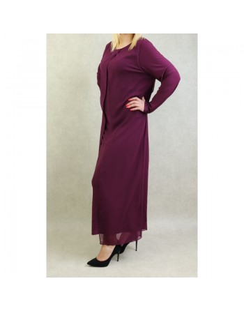Robe de soirée Abaya avec kimono intégré (Kibaya) pour femme - Couleur Aubergine 