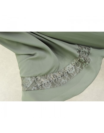 Robe de soirée maxi-longue élégante et raffinée manches kimono pour femme - Couleur kaki 