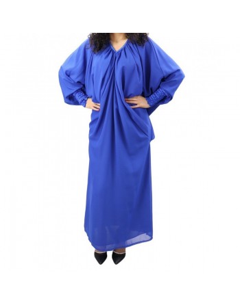 Robe ample col V pour femme - Couleur Bleu roi 