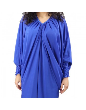 Robe ample col V pour femme - Couleur Bleu roi 