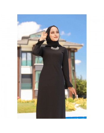 Robe longue à volants (Abaya chic Mode musulmane) - Couleur noir 