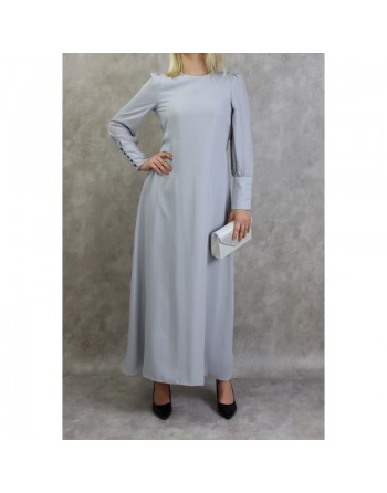 Robe élégante longue et fluide pour femme - Couleur gris 